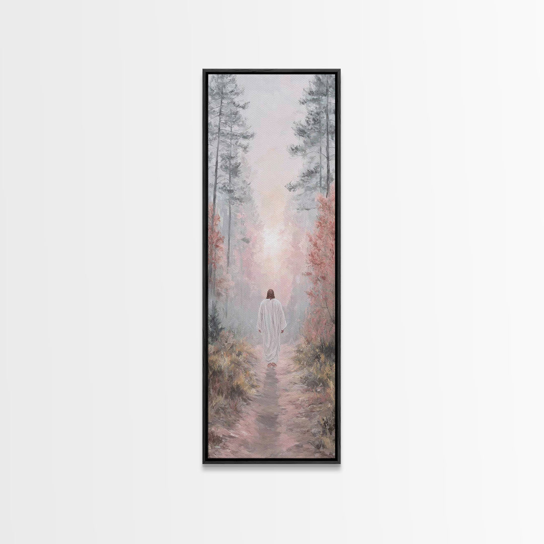 Light Of The Path - Framed Canvas Print - Christian Wall Art - Jesus Painting - Narrow Art - Christian Art Canvas