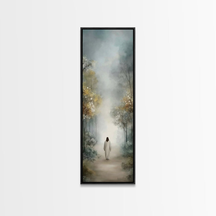 Soft Vale Steps - Framed Canvas Print - Christian Wall Art - Jesus Painting - Tall Skinny Art Print - Christian Art Canvas