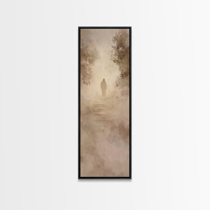 Heavenly Haze Journey - Framed Canvas Print - Christian Art Canvas - Jesus Painting - Narrow Art - Christian Wall Art