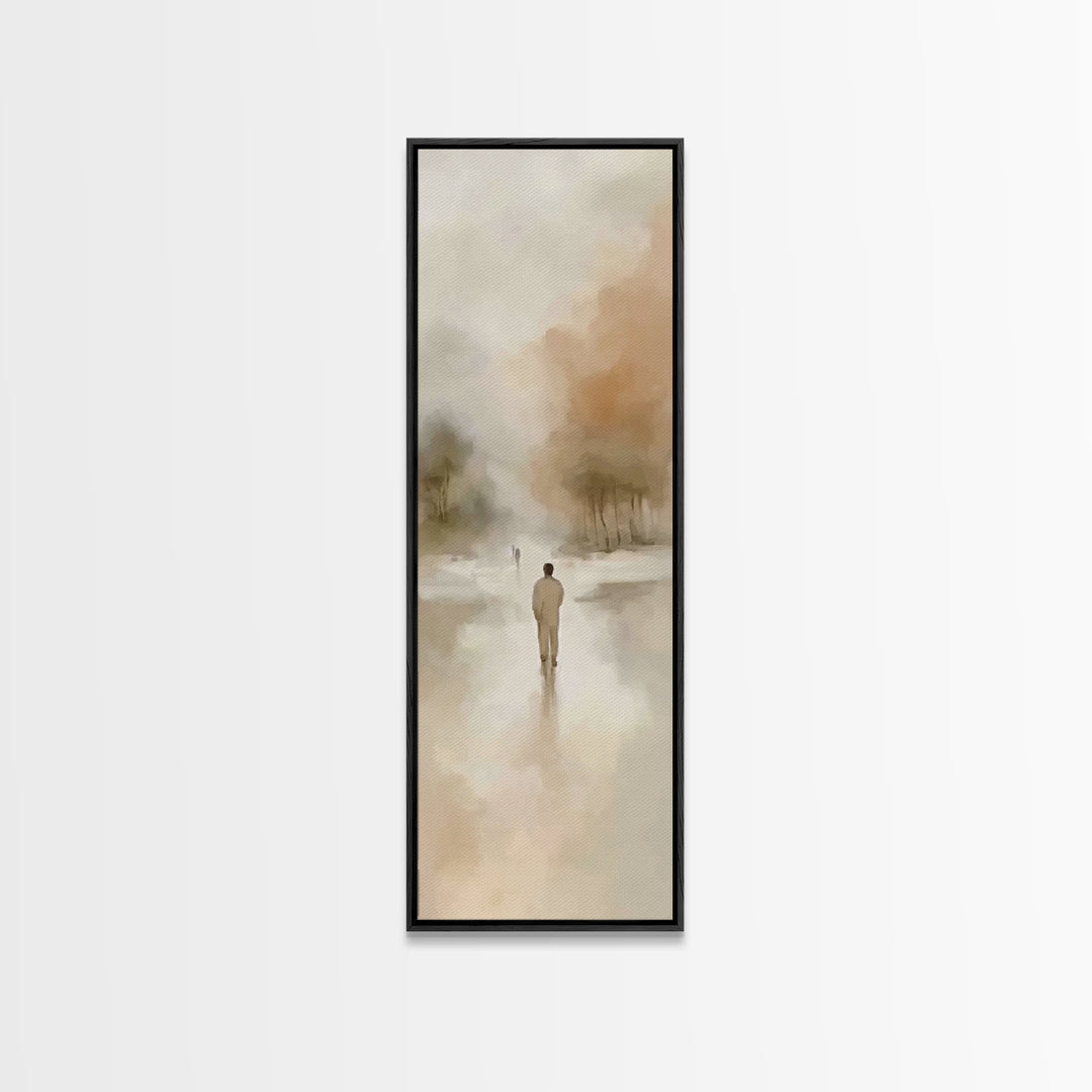 Distant Hope Trail, Framed Canvas Print, Christian Art Canvas, Jesus Painting, Skinny Art, Christian Wall Art