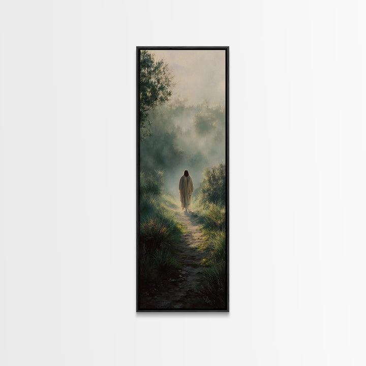 Morning Peace Bloom | Framed Canvas Print | Christian Wall Art | Jesus Painting | Tall Skinny Art Print | Christian Art Canvas