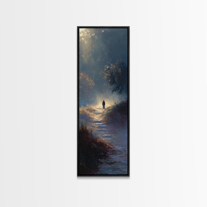 Radiant Hills Journey - Framed Canvas Print - Christian Art Canvas - Jesus Painting - Narrow Art - Christian Wall Art