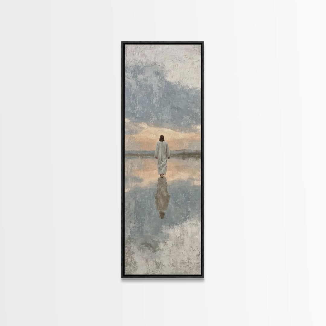 Heaven’s Calm Path – Framed Canvas Print – Tall Narrow Wall Art – Christian Wall Art – Jesus Painting – Christian Art Canvas – Christian Ar