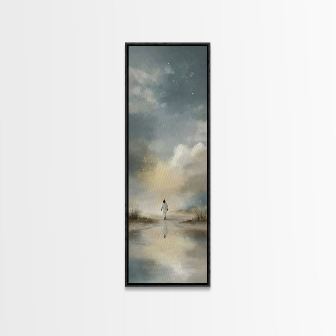 Starry Night Promise – Framed Canvas Print – Skinny Art – Christian Art Canvas – Jesus Painting – Christian Wall Art – Christian Christmas