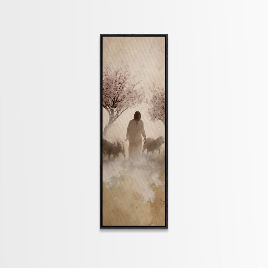 Shepherd’s Gentle Bloom – Framed Canvas Print – Skinny Art – Christian Wall Art – Christian Art Canvas – Jesus Painting – Christian Art