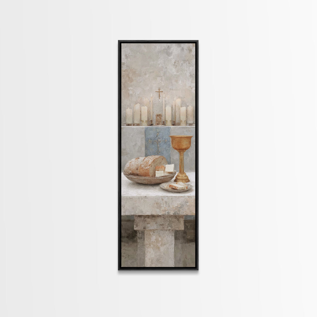 Table Of Grace, Framed Canvas Print, Skinny Art, Christian Art Prints, Christian Wall Art, Christmas Art Prints, Christian Christmas Decor,
