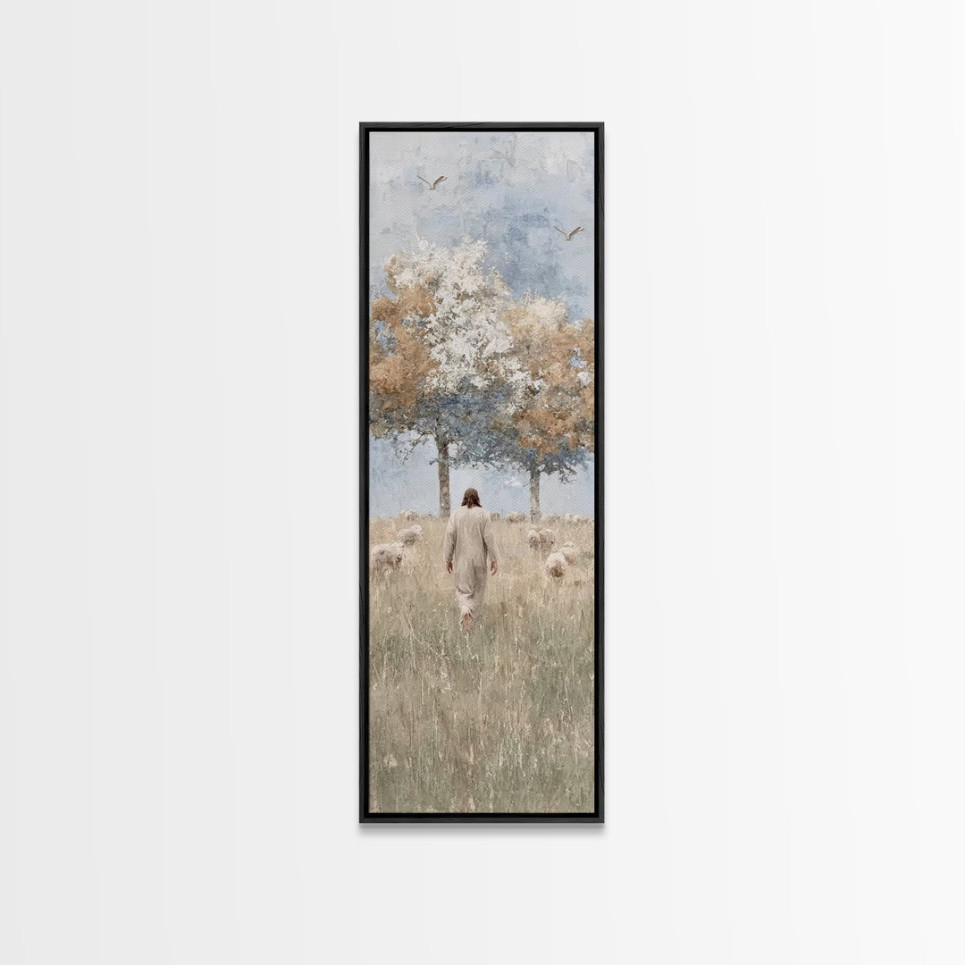 Fields Of Gentle Grace – Framed Canvas Print – Skinny Art – Christian Wall Art – Christian Art Canvas – Jesus Painting – Christian Art