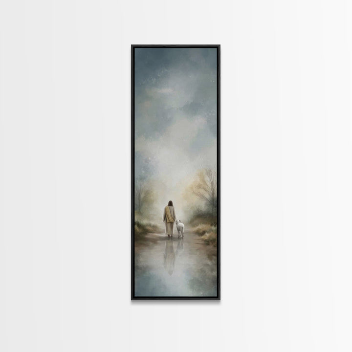 Silent Meadow Light | Framed Canvas Print | Christian Wall Art | Jesus Painting | Tall Narrow Wall Art | Christian Art Canvas | Christmas A