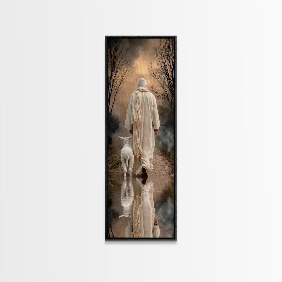 Lamb Of Stillness – Framed Canvas Print – Christian Art Canvas – Tall Narrow Wall Art – Jesus Painting – Christian Wall Art – Christmas Art