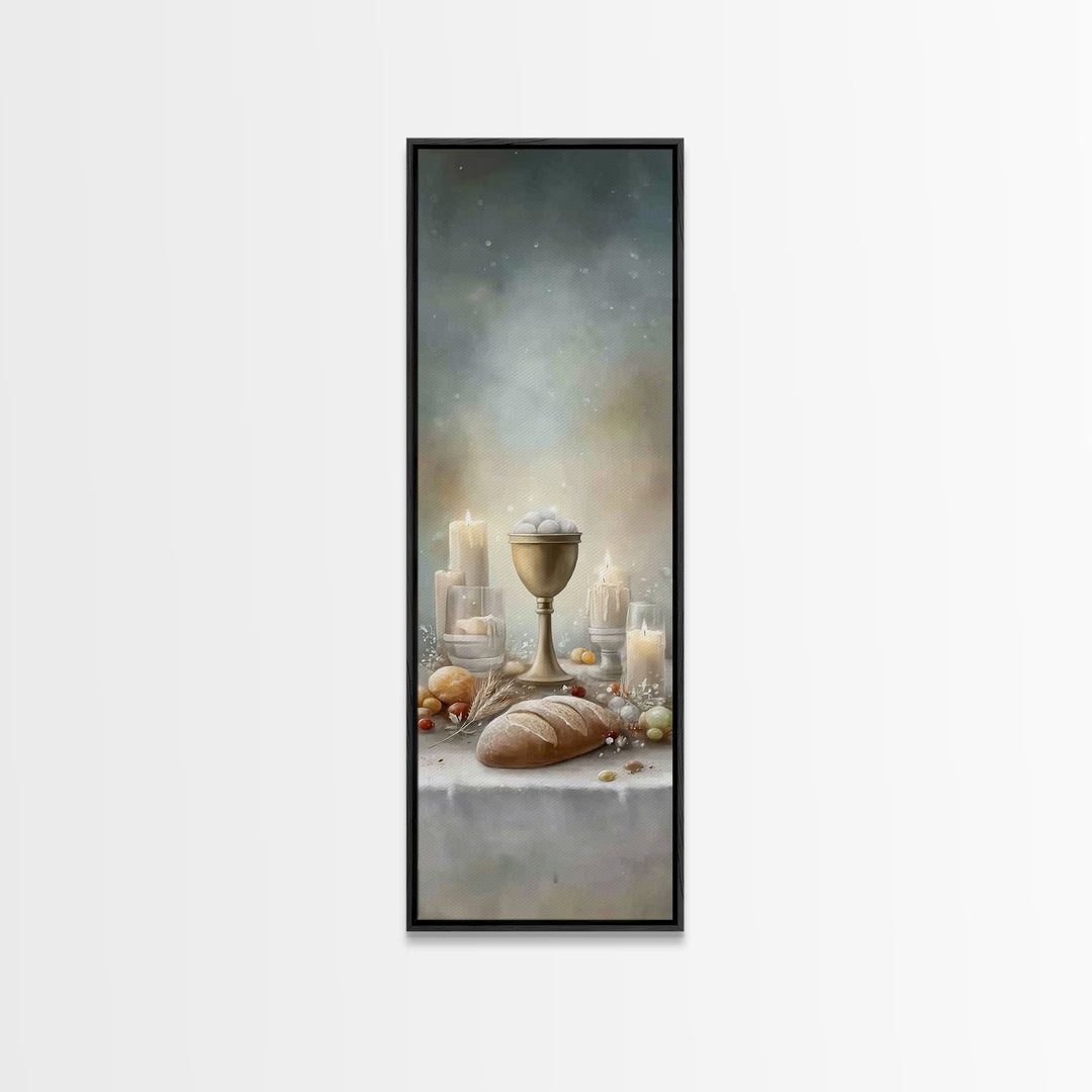 Holy Communion Light – Framed Canvas Print – Narrow Art – Christian Christmas Art – Christian Wall Art – Framed Christmas Art – Christian A