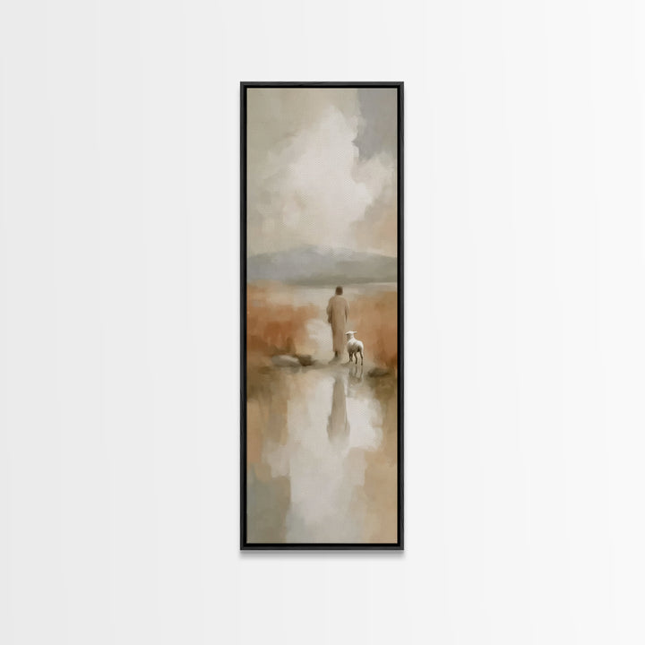 Quiet Dawn Grace – Framed Canvas Print – Christian Wall Art – Christian Art Print – Narrow Art – Modern Christian Art – Christmas Art