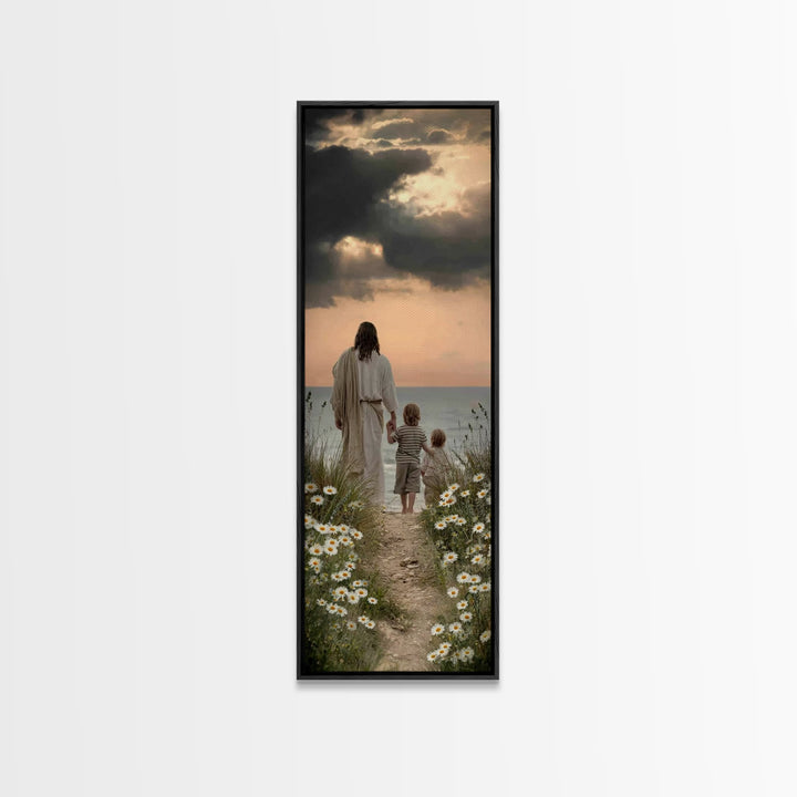Horizon Of Mercy – Framed Canvas Print – Jesus Painting – Christian Art Canvas – Tall Skinny Art Print – Christian Gift Ideas – Christmas A