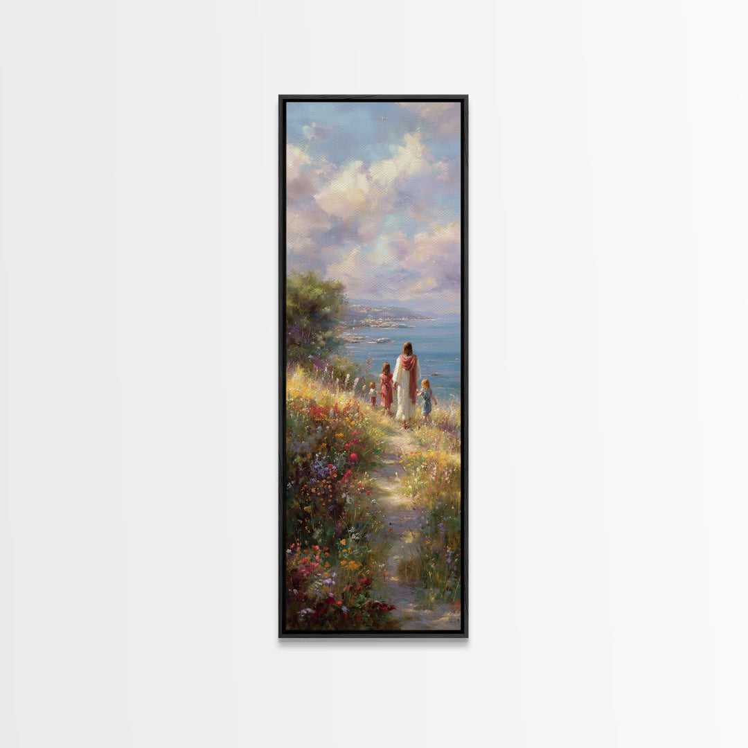 Heavenward Meadow – Framed Canvas Print – Christian Wall Art – Christian Art Canvas – Tall Skinny Art Print – Christian Christmas Art – Jes