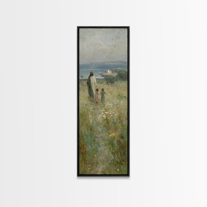 Fields Of Mercy | Framed Canvas Print | Christian Art Canvas | Tall Narrow Wall Art | Jesus Painting | Modern Christian Art | Christian Gif