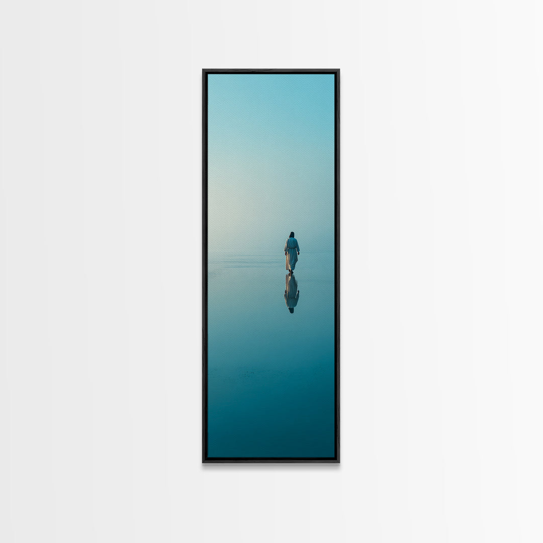 Calm Eternal Light – Framed Canvas Print – Christian Art Work – Tall Skinny Art Print – Jesus Painting Canvas – Christian Christmas Art – M