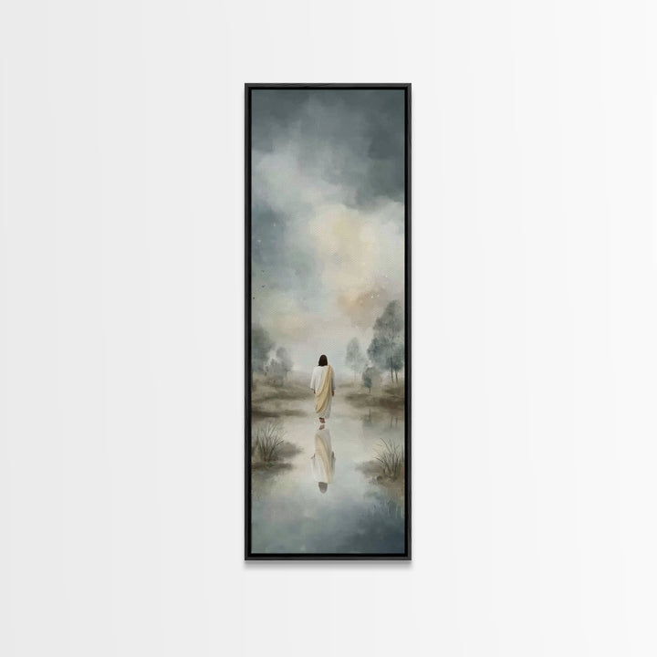 Desert Dawn Peace | Framed Canvas Print | Christian Art Gift | Tall Skinny Art Print | Jesus Wall Art | Christian Art Painting | Christmas