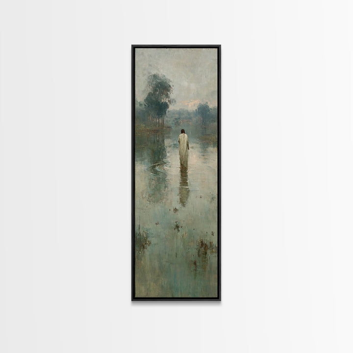 Quiet River Mercy | Framed Canvas Print | Christian Art Canvas | Tall Skinny Art Print | Jesus Wall Art | Vintage Christian Art | Christian