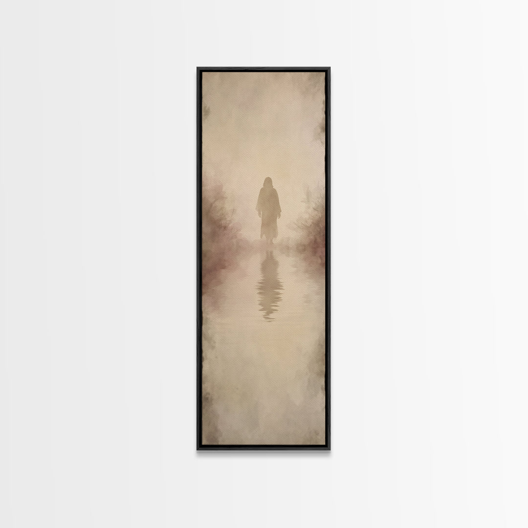 Radiant Peace Walk, Framed Canvas Print, Christian Wall Art, Tall Skinny Art Print, Jesus Painting, Christian Art Painting, Christmas Canva