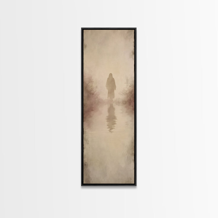 Radiant Peace Walk, Framed Canvas Print, Christian Wall Art, Tall Skinny Art Print, Jesus Painting, Christian Art Painting, Christmas Canva