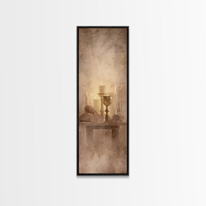 Candlelit Blessing, Framed Canvas Print, Tall Narrow Wall Art, Christian Art Canvas, Christian Wall Art, Subtle Christian Art, Christmas Ar
