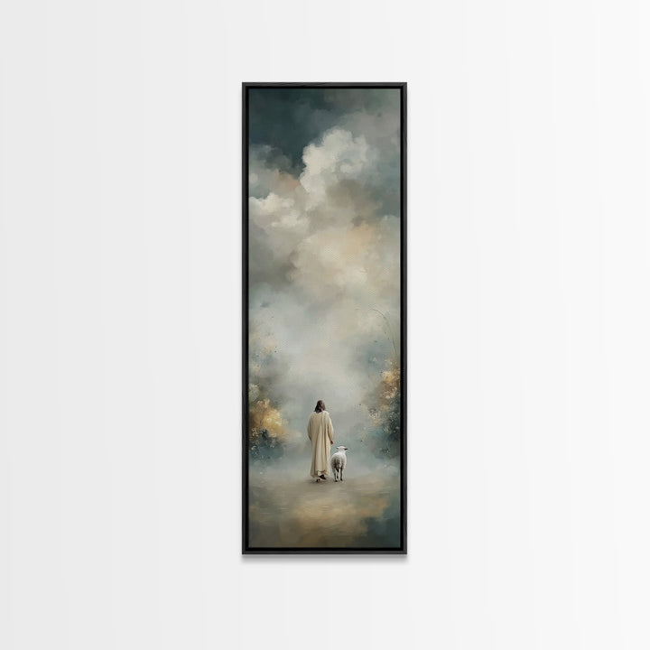 Fields Of Peace, Framed Canvas Print, Tall Narrow Wall Art, Christian Art, Jesus Painting, Christian Art Canvas, Christmas Art