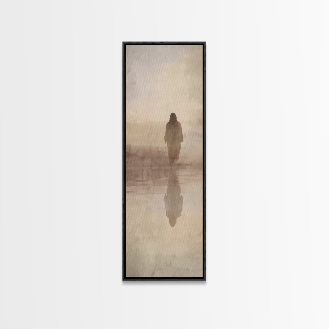 Pastures Of Renewal, Framed Canvas Print, Tall Narrow Wall Art, Christian Art Canvas, Christian Wall Art, Jesus Painting, Christmas Art