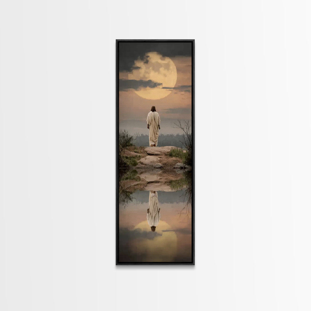 Reflections Of Hope | Framed Canvas Print | Narrow Art | Christian Wall Art | Christian Art Canvas | Christmas Art | Jesus Painting