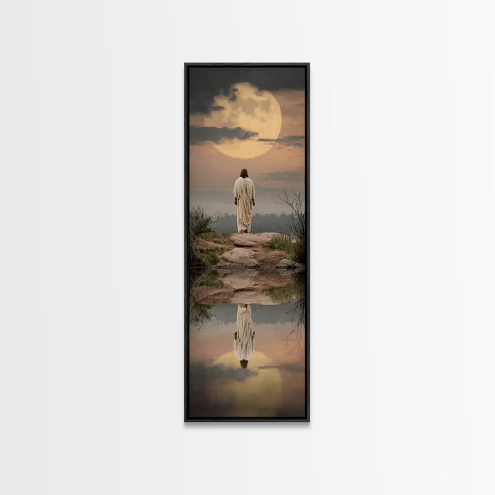 Reflections Of Hope | Framed Canvas Print | Narrow Art | Christian Wall Art | Christian Art Canvas | Christmas Art | Jesus Painting