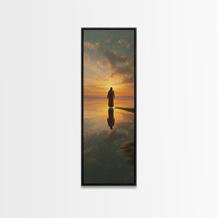 Sunset Of Promise – Framed Canvas Print – Tall Skinny Art Print – Christian Art Canvas – Jesus Painting – Christian Wall Art – Christmas Ar
