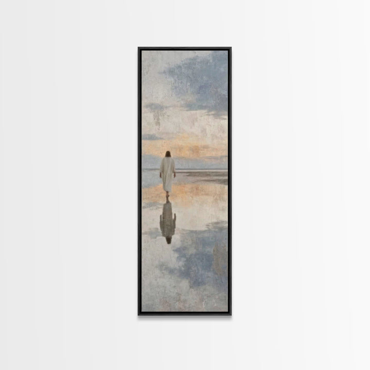 The Still Path – Framed Canvas Print – Tall Narrow Wall Art – Christian Wall Art – Jesus Painting – Christian Art Canvas – Christmas Art