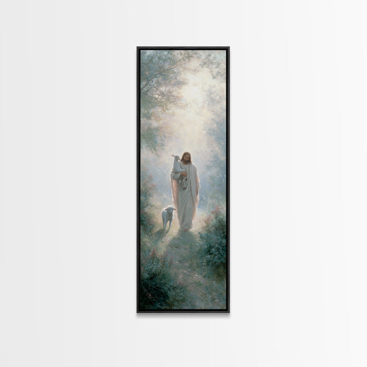 Path Of His Peace | Framed Canvas Print | Tall Narrow Wall Art | Christian Wall Art | Jesus Painting | Christian Art Canvas | Christian Gif