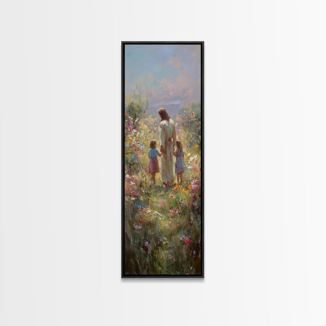 Sunlit Grace, Framed Canvas Print, Skinny Art, Christian Art Canvas, Jesus Painting, Christian Wall Art, Christian Art, Christian Gift Idea