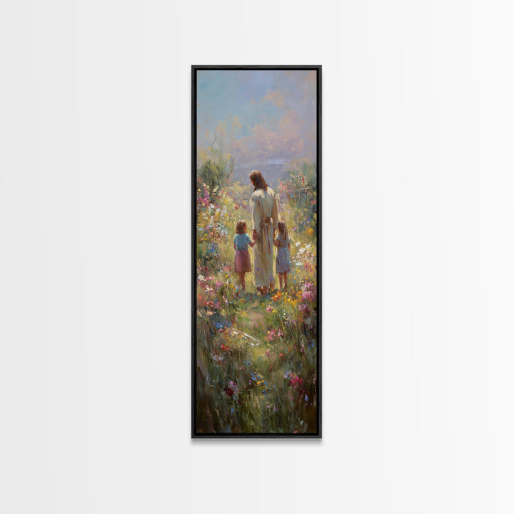 Sunlit Grace, Framed Canvas Print, Skinny Art, Christian Art Canvas, Jesus Painting, Christian Wall Art, Christian Art, Christian Gift Idea