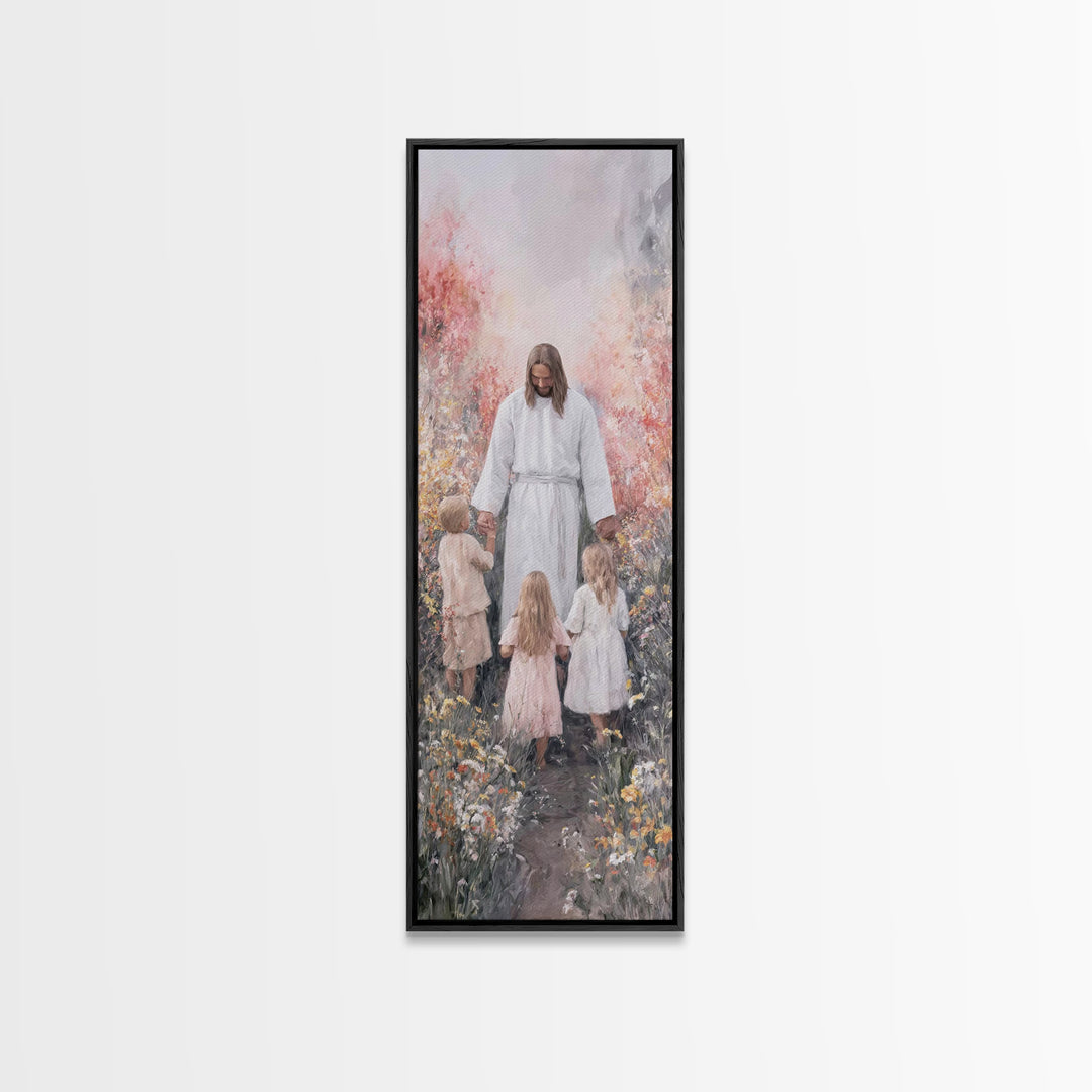 Garden Blessing Light - Framed Canvas Print - Narrow Art - Christian Art - Jesus Painting - Christian Canvas Art - Christian Gift Ideas