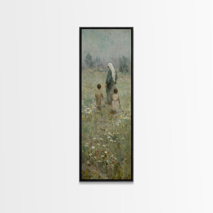 Blooming Paths Of Hope - Framed Canvas Print - Tall Skinny Art Print - Christian Art Canvas - Jesus Painting - Christian Wall Art