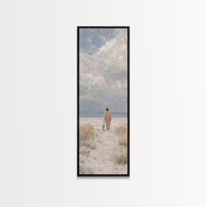 Quiet Shepherd Journey - Framed Canvas Print - Skinny Art - Christian Painting - Christian Art - Jesus Painting - Christian Decor