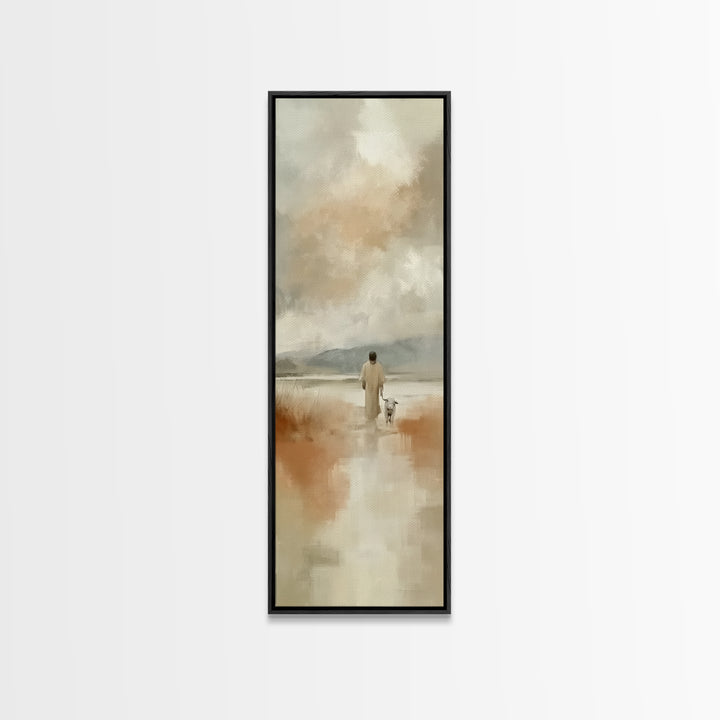 Still Waters Promise - Framed Canvas Print - Narrow Art - Christian Art Canvas - Christian Christmas Art - Jesus Painting - Christian Wall