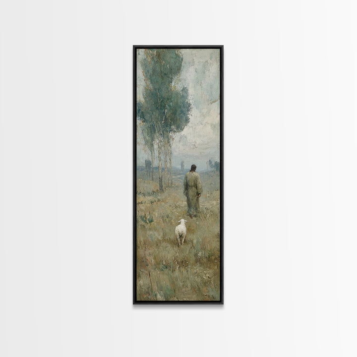 Horizon Of Gentle Peace - Framed Canvas Print - Tall Skinny Art Print - Christian Art - Christian Wall Art - Jesus Painting