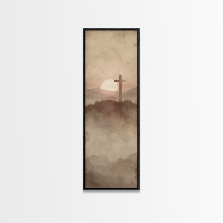 Silent Hill Cross | Framed Canvas Print | Tall Narrow Wall Art | Christian Art Canvas | Christian Wall Art | Subtle Christian Art | Christi