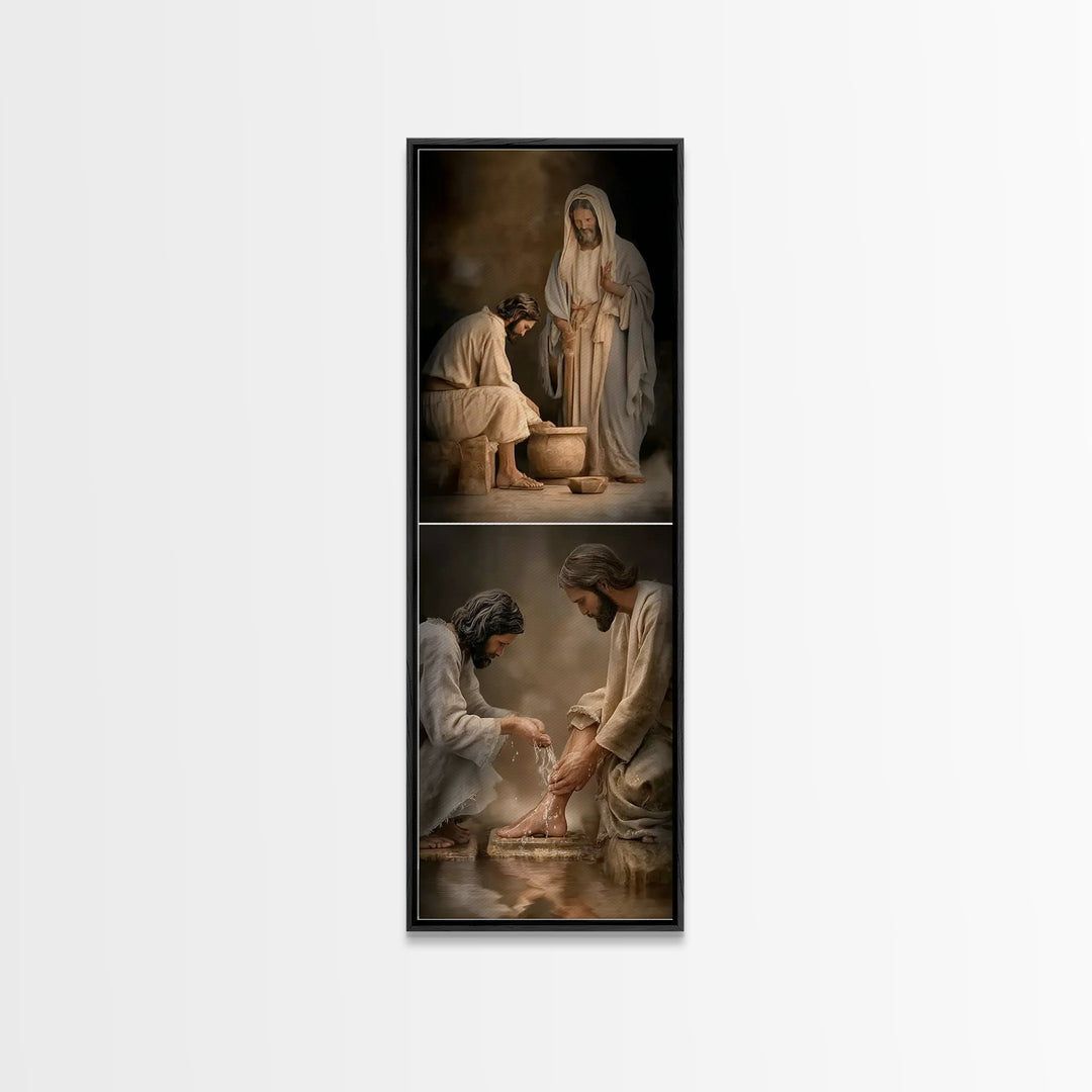 Living Water Moment | Framed Canvas Print | Christian Art Canvas | Christian Wall Art | Jesus Painting | Christian Decorations | Skinny Art