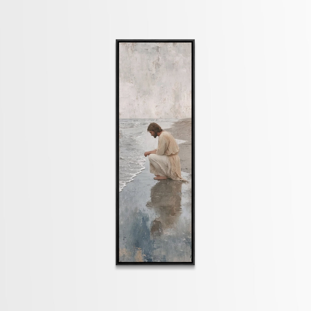 Dawnside Solitude - Framed Canvas Print - Narrow Art - Christian Wall Art - Jesus Painting - Christian Art Canvas - Christian Christmas
