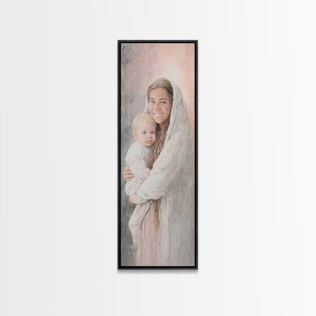 Heavenly Warmth | Framed Canvas Print | Tall Skinny Art Print | Christian Art Canvas | Christian Wall Art | Christian Christmas Art