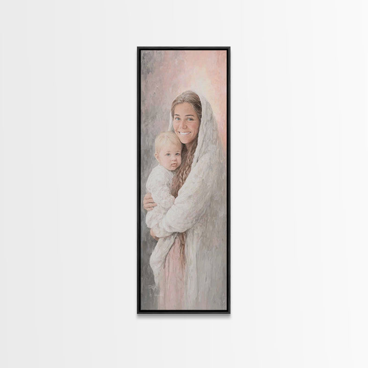 Heavenly Warmth | Framed Canvas Print | Tall Skinny Art Print | Christian Art Canvas | Christian Wall Art | Christian Christmas Art