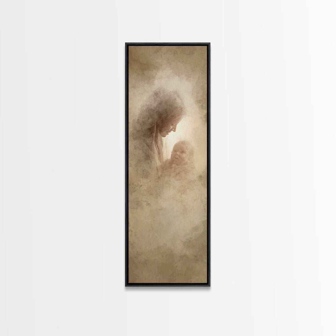 Blessed Glow | Framed Canvas Print | Narrow Art | Christian Wall Art | Christian Art Canvas | Christian Christmas Art | Jesus Art