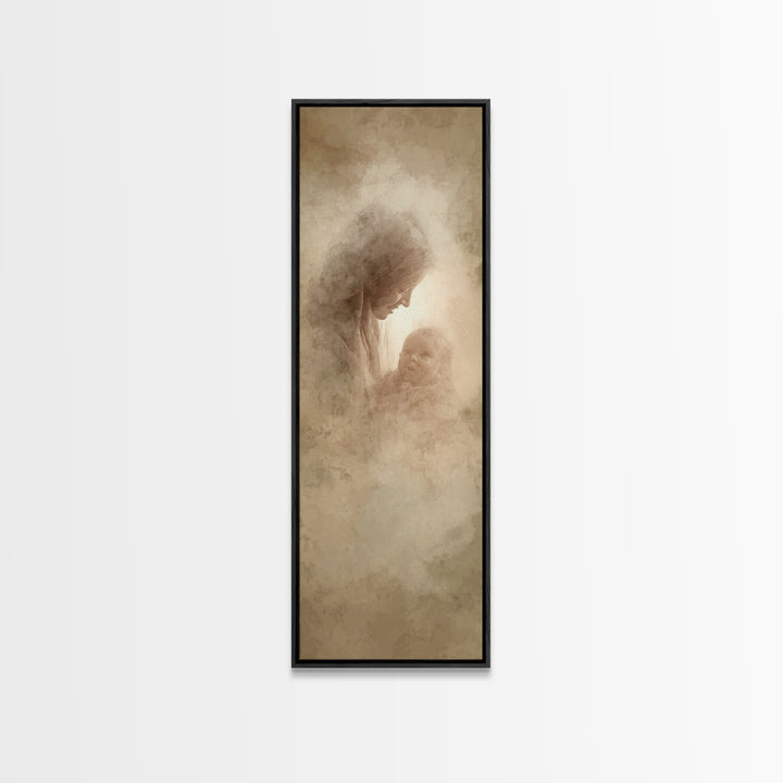 Blessed Glow | Framed Canvas Print | Narrow Art | Christian Wall Art | Christian Art Canvas | Christian Christmas Art | Jesus Art