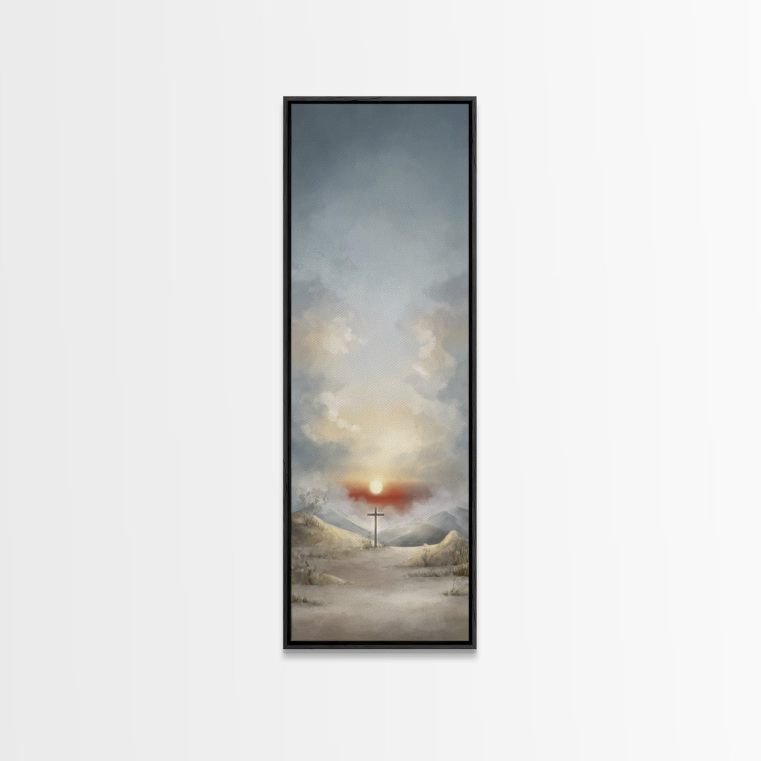 Evening Vigil, Framed Canvas Print, Narrow Art, Christian Art Canvas, Christian Wall Art, Moody Christian Art, Christian Christmas Art, Chr