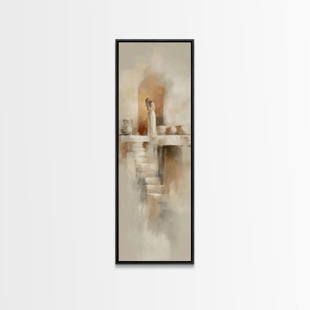 Dawn Of Mercy – Framed Canvas Print – Tall Narrow Wall Art – Christian Wall Art – Christian Art Canvas – Jesus Painting – Christian Decor