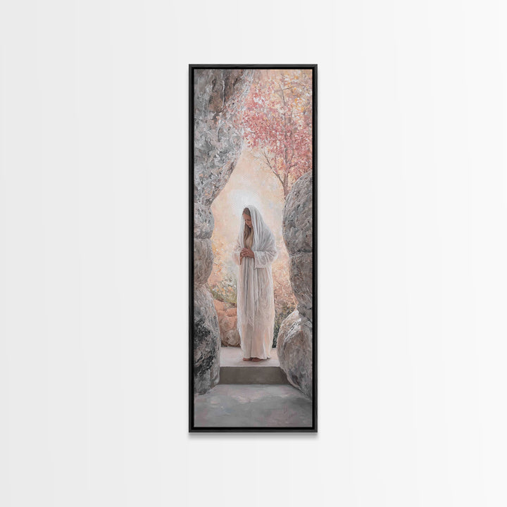 Silent Garden Path – Framed Canvas Print – Narrow Art – Christian Decor – Christian Wall Art – Christian Art Canvas – Christian Painting