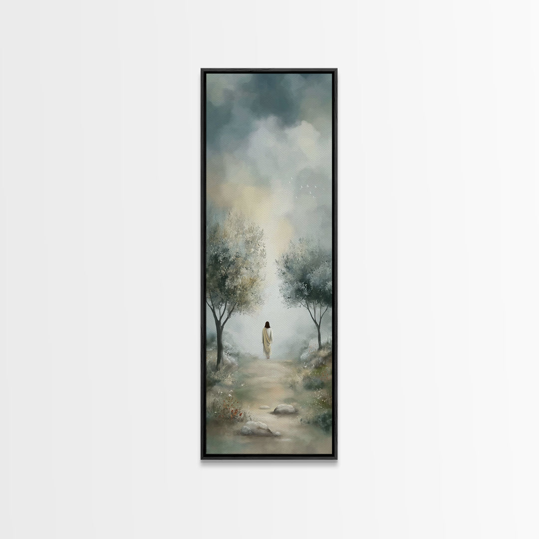 Autumn Savior – Framed Canvas Print – Tall Skinny Art Print – Christian Art – Christian Art Canvas – Christian Wall Art – Christmas Art
