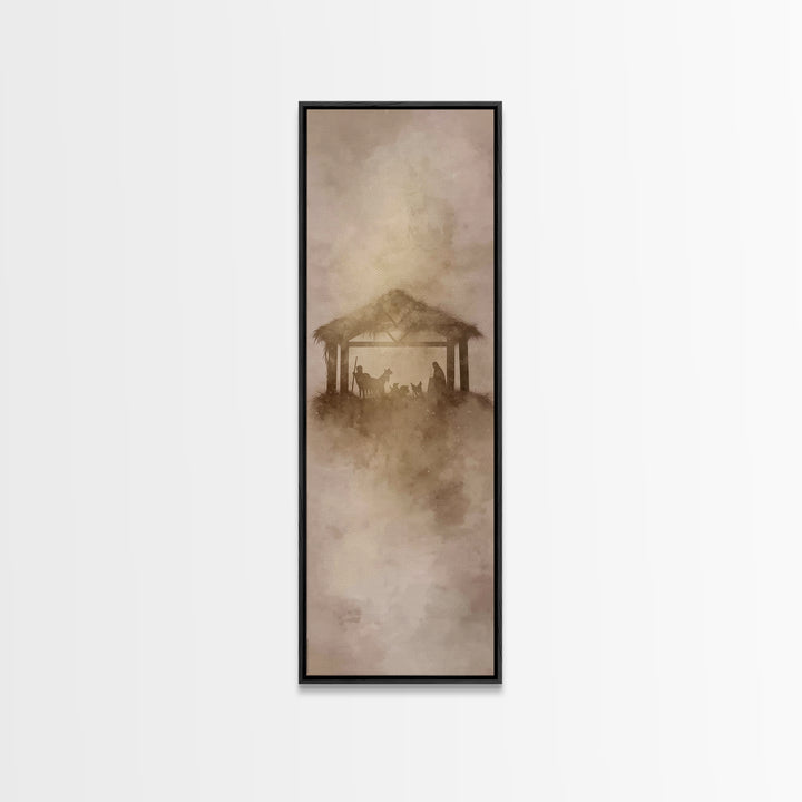 Nativity Light Sky, Framed Canvas Print, Tall Skinny Art Print, Christmas Art, Christian Christmas Art, Christian Art Canvas, Christian Dec